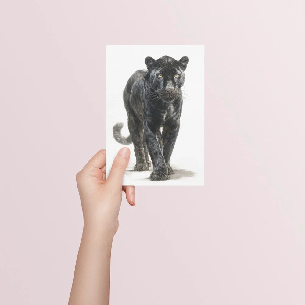 Watercolor Black Jaguar Wall Art Print Unframed - Majestic Jungle Elegance - Picture 5 of 6